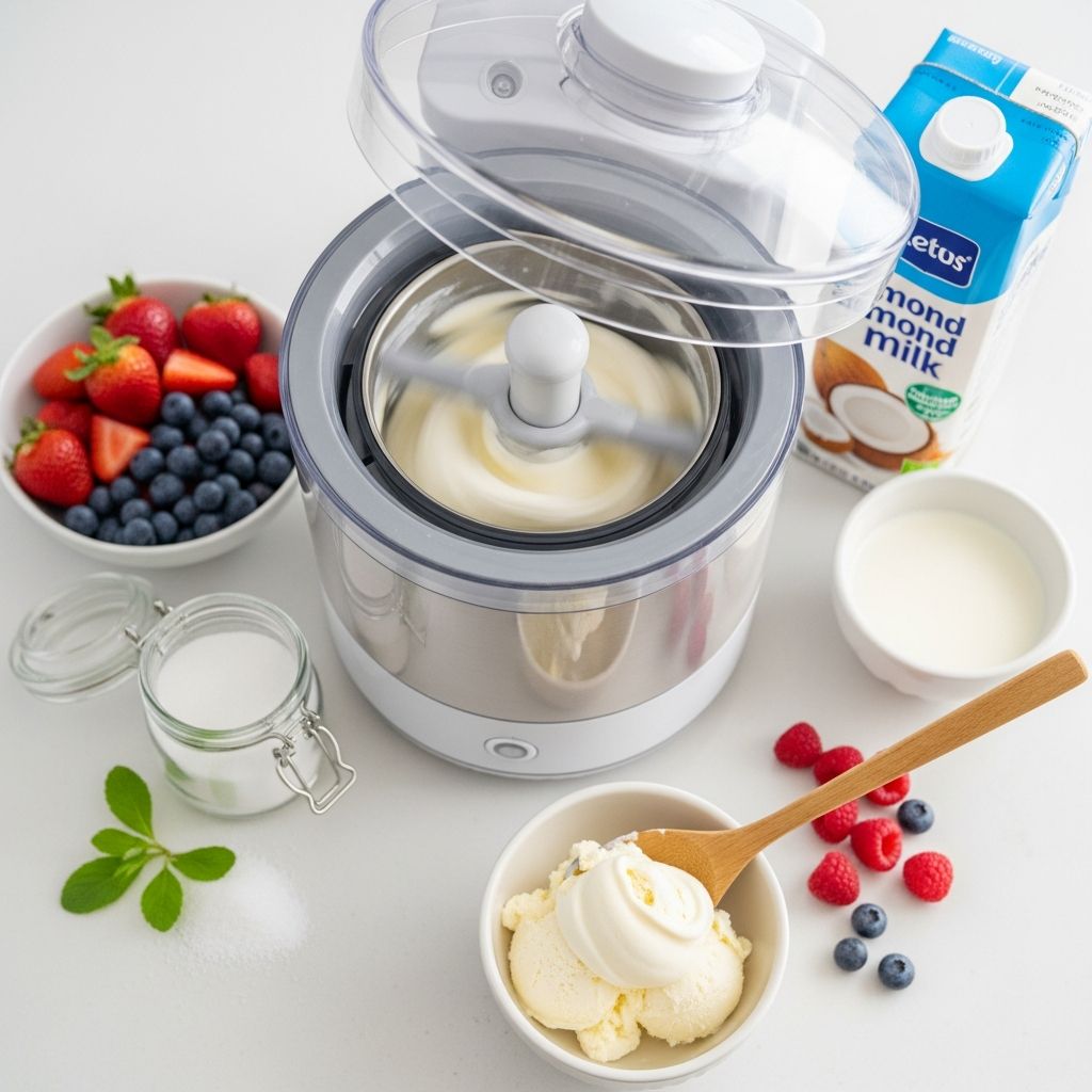 Learn how to use a home ice cream maker to create low-sugar, keto-friendly, and allergy-conscious frozen treats for every guest.