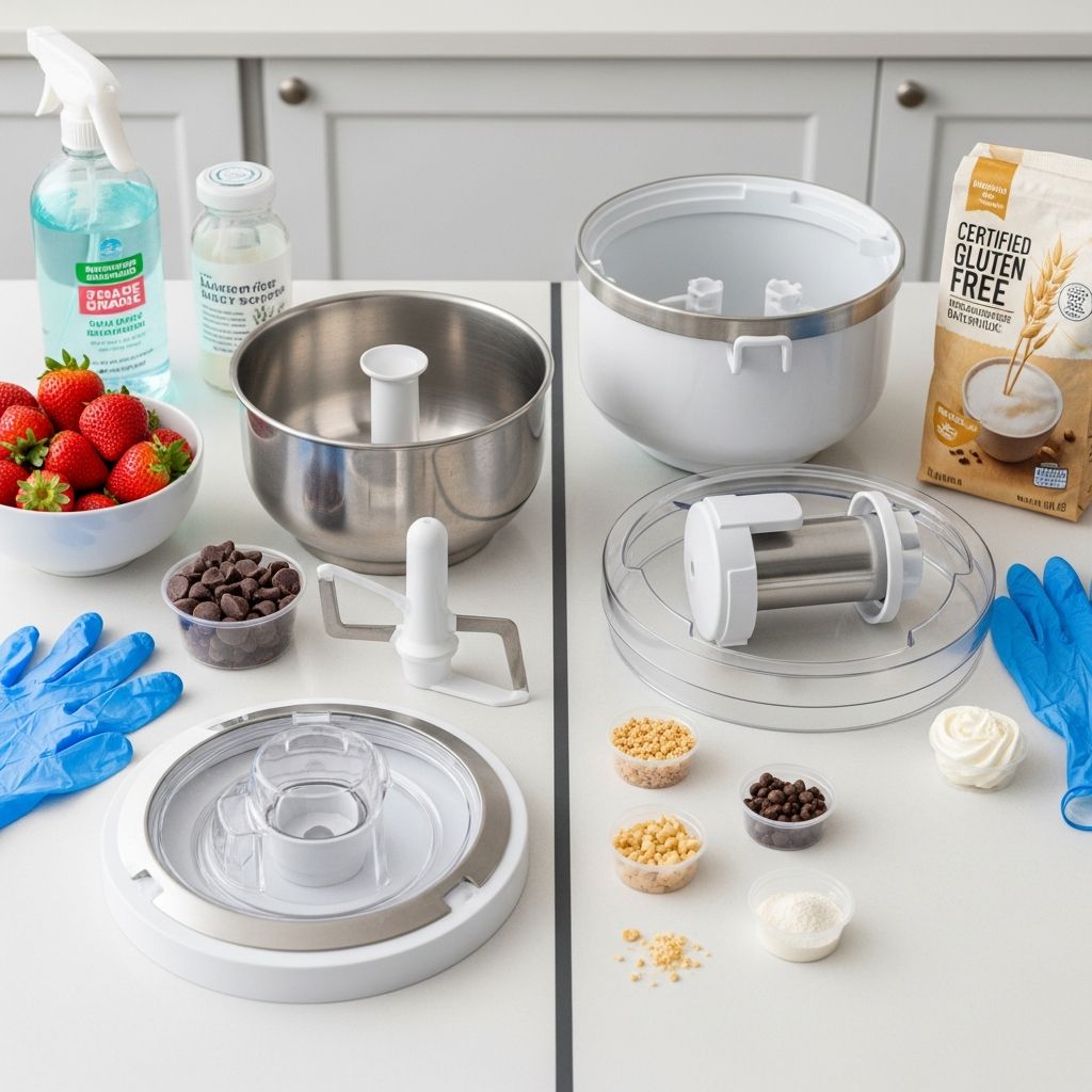 Comprehensive best practices to keep allergen, gluten, and nut cross-contact under control in commercial and home ice cream makers.