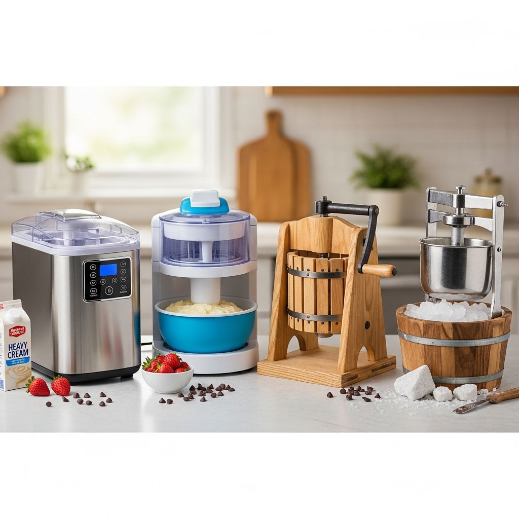 Types of Home Ice Cream Makers Explained: Compressor, Freezer-Bowl, Hand-Crank, and Rock-Salt Understand compressor, freezer-bowl, hand-crank, and rock-salt ice cream makers so you can choose the ideal design for your home kitchen.