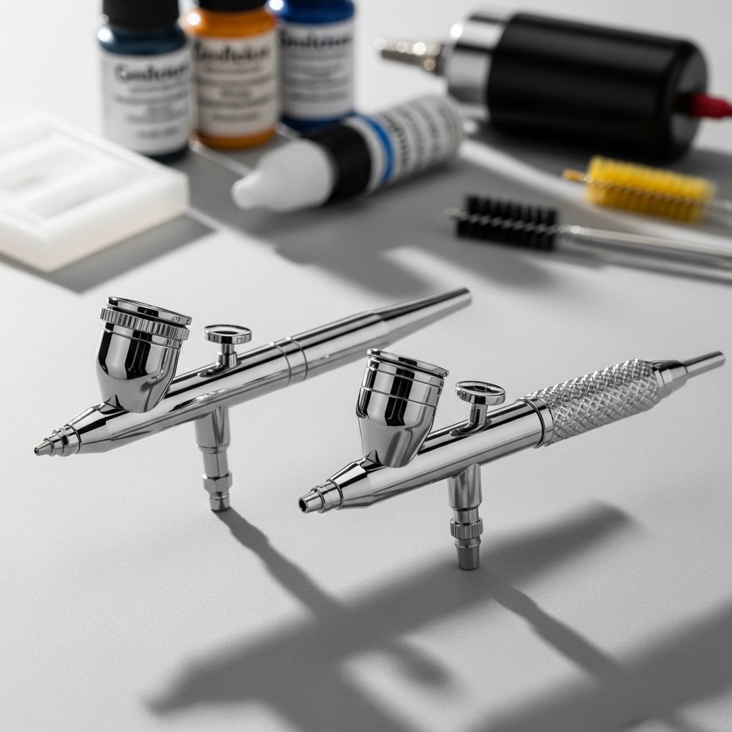 Precision airbrush tool for detailed artwork and model painting with ergonomic design