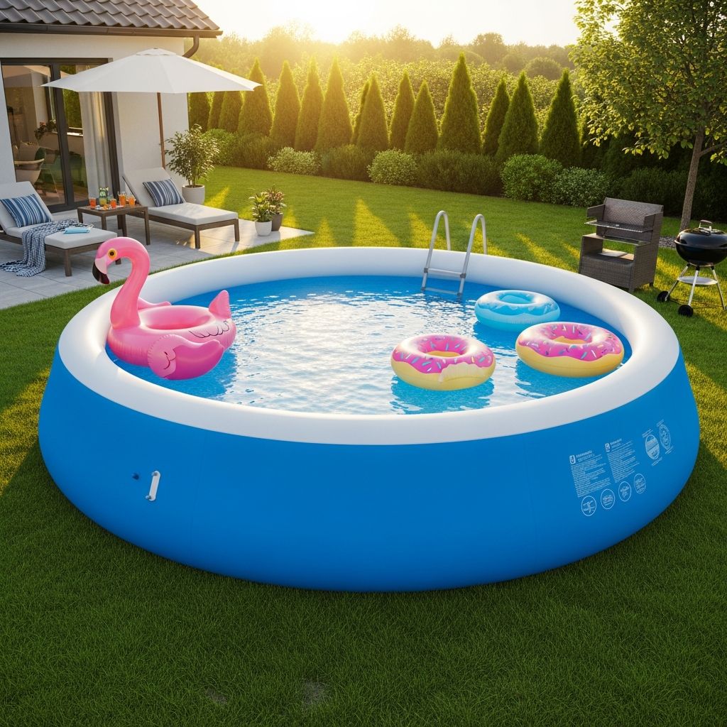 Discover top reliability and summer fun in a spacious backyard pool setup.