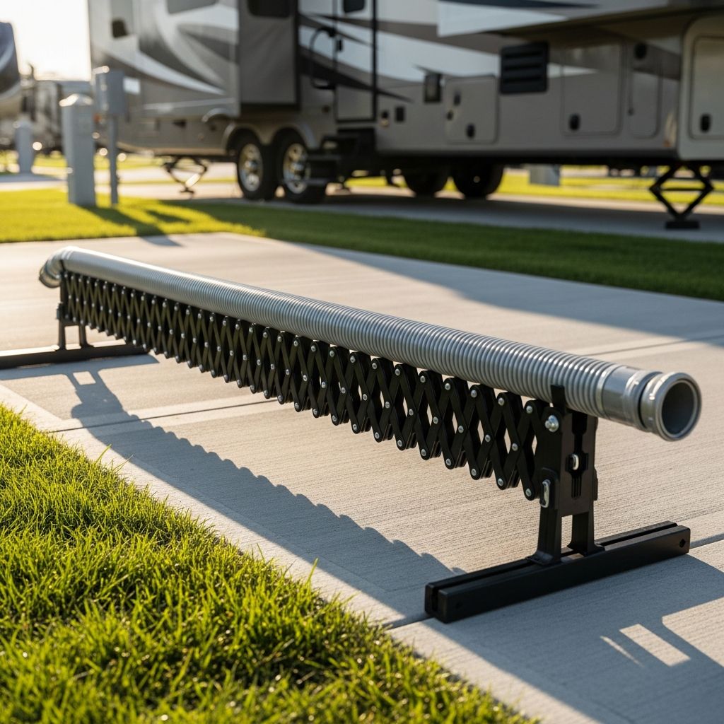 Elevate your RV waste management with reliable, adjustable support for seamless dumping.